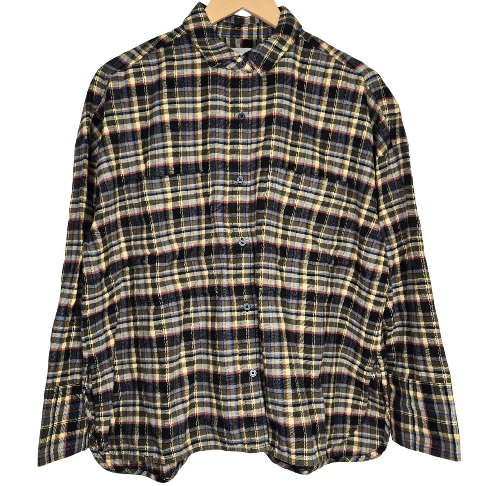 Everlane Plaid Flannel Shirt Womens Medium Long Sleeve Button Up Cotton